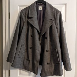 Heather Gray Wool Blend Pea Coat